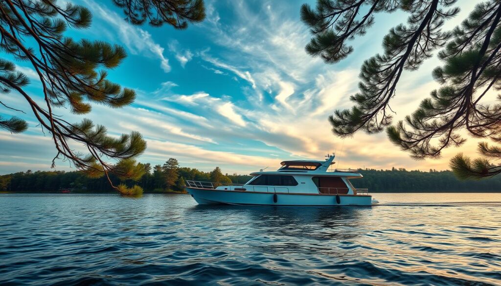 Hausboot auf der Müritz Seenlandschaft