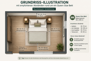 Queen Bett Raumgröße Grundriss