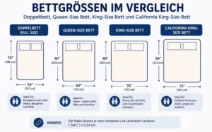 Bettgrößen Vergleich Doppelbett Queen King