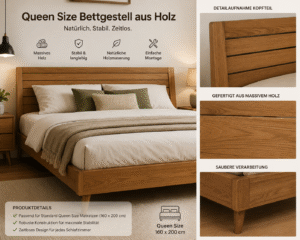 Queen Size Bettgestell aus Holz