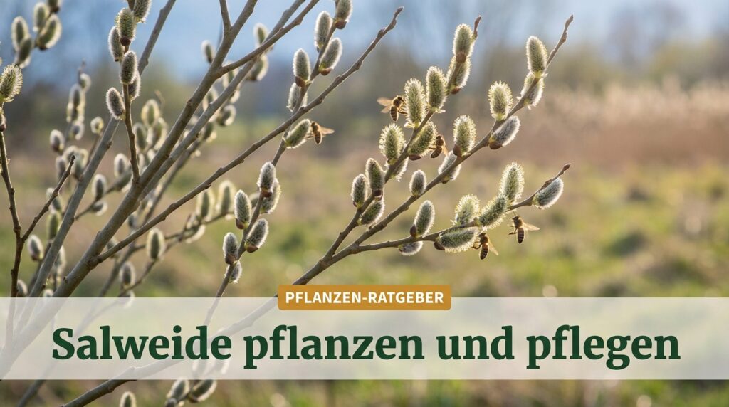 Salweide: Pflanzen, Pflege und Schnitt Salweide mit silbrigen Palmkätzchen im zeitigen Frühjahr