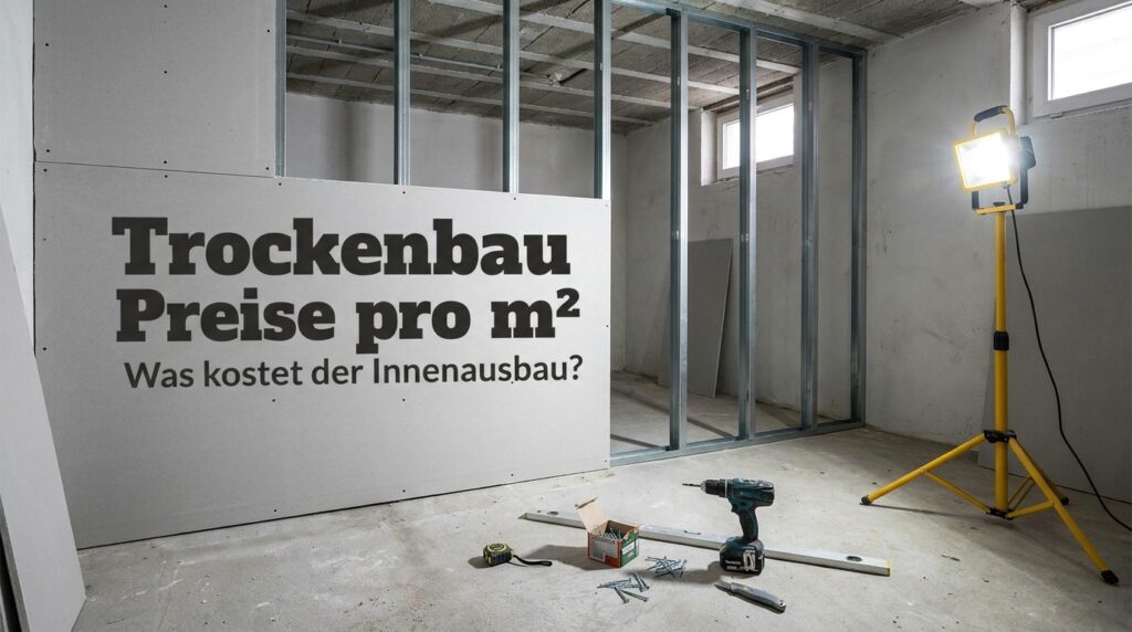 Trockenbau-Ständerwerk mit teilweise montierten Gipskartonplatten